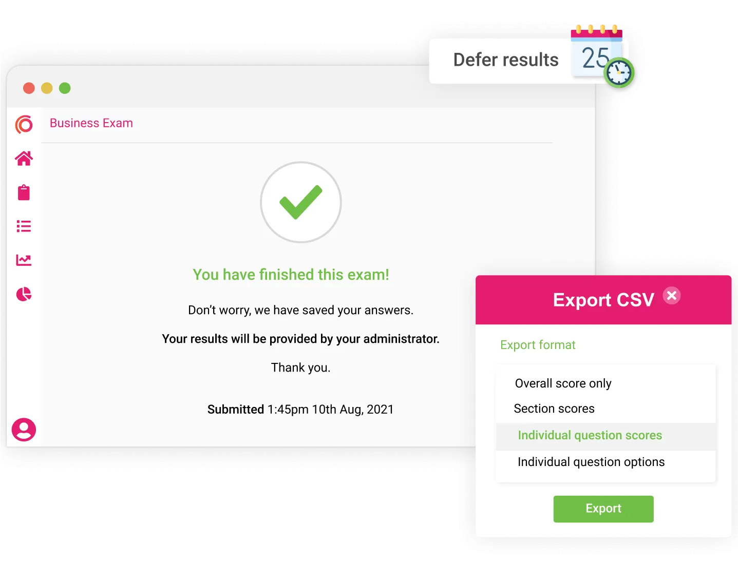 Synap online exam platform UI