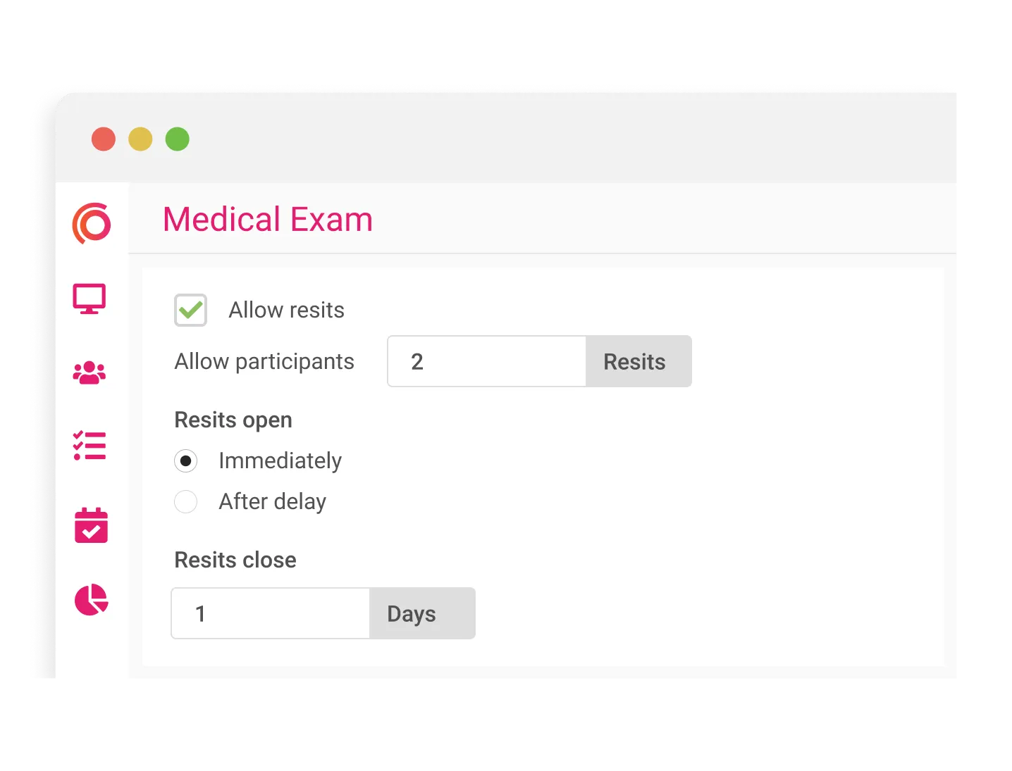 Synap online exam platform UI